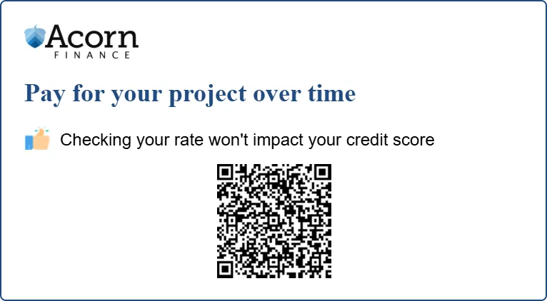 Acorn Finance QR code — scan to check financing options for your roof